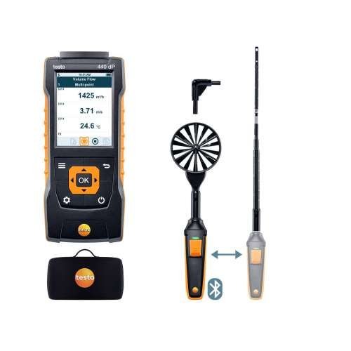 Testo 440 delta P - Kombinovaná sada 1 na meranie prúdenia s Bluetooth, vrátane vrtulkovej sondy a sondy s rozžhaveným drôtom
